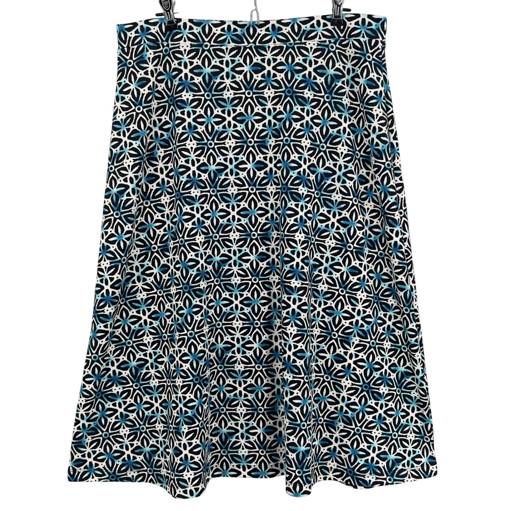 Kasper Womens A-Line‎ Skirt Blue White Black Geometric Floral Print L